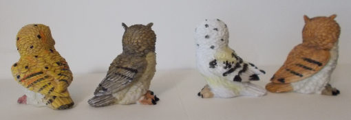 Picture of Colorful Nocturnal Cute Barn Great Horned Snowy & Screech Owl Chicks Figurine Set of 4 Collectible
