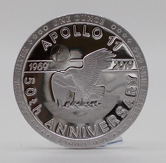 Picture of Apollo 11 One Small Step | 50th Anniversary - July 20, 1969 - July 20, 2019   (1 oz. Silver Proof Round) Coin | (Limited Numbered Edition)