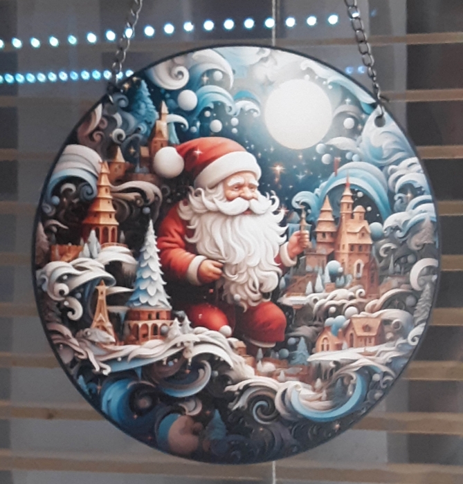 Picture of Santa in Middle of a City | Acrylic Sun Catcher