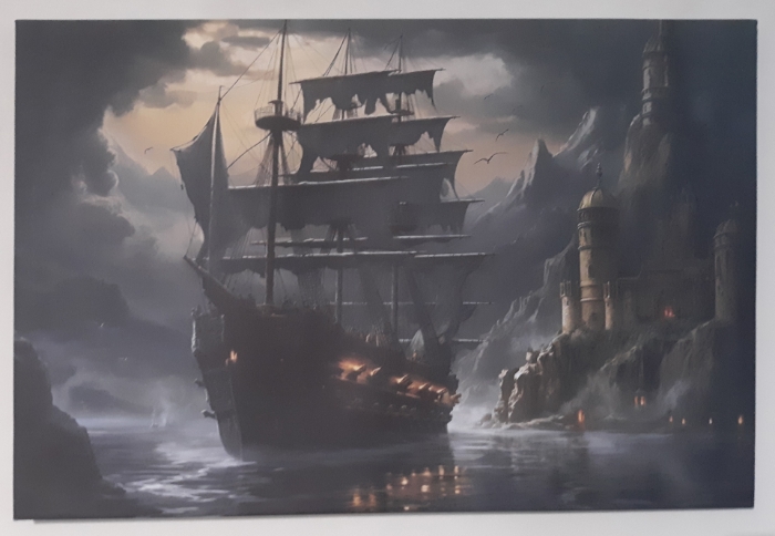 Picture of Pirate Ship at Shore with Castle