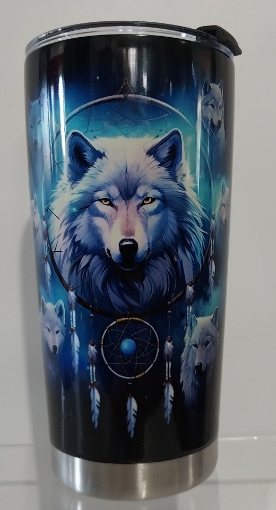 Picture of White Wolf with Dreamcatcher Tumbler
