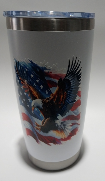 Picture of Eagle Soaring with USA Flag