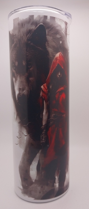 Picture of Female Assassin in red cape with Wolf