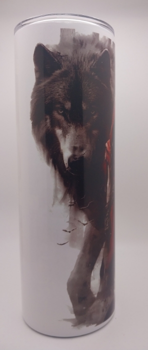 Picture of Female Assassin in red cape with Wolf