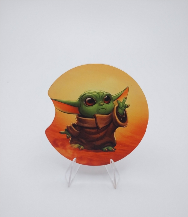Picture of Grogu using force in Desert - Car Coaster