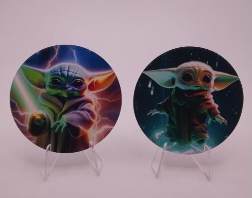 Picture of Grogu with lightsaber - Car coaster