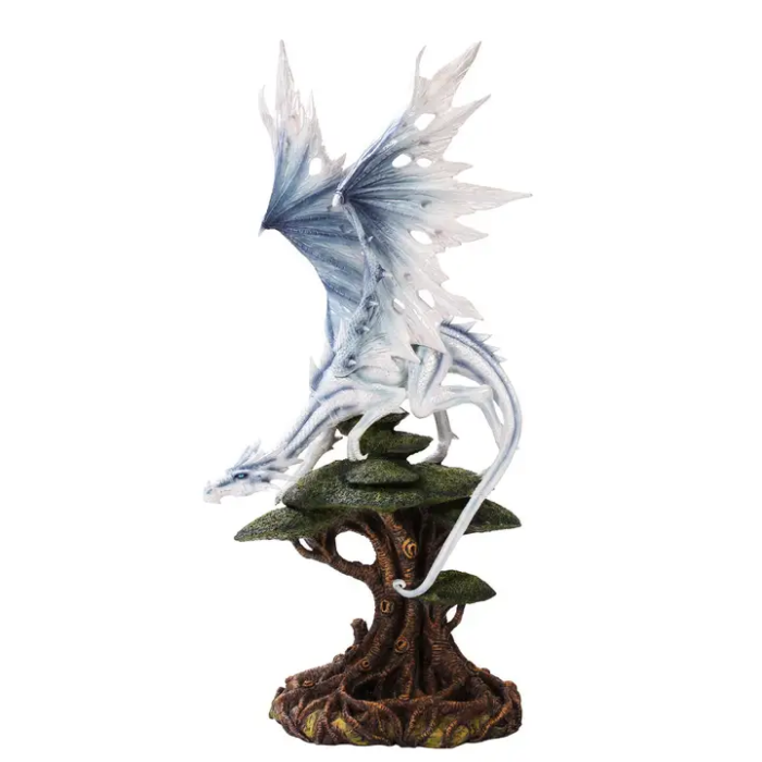Picture of White & Blue Dragon Standing on Tree - item 10985
